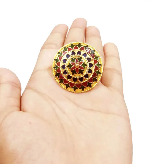 Assamese_Traditional_Copper_Gold_Plated_Multi_Color_Finger-Ring_For_Girls_&_Women